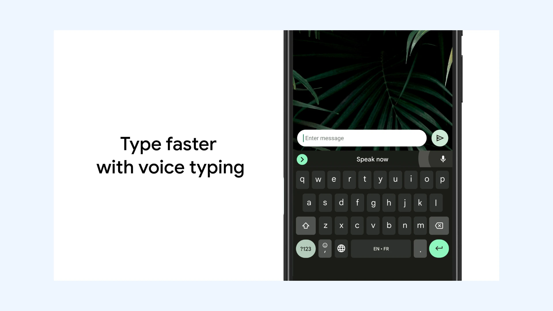 The interface of Gboard Voice Typing.